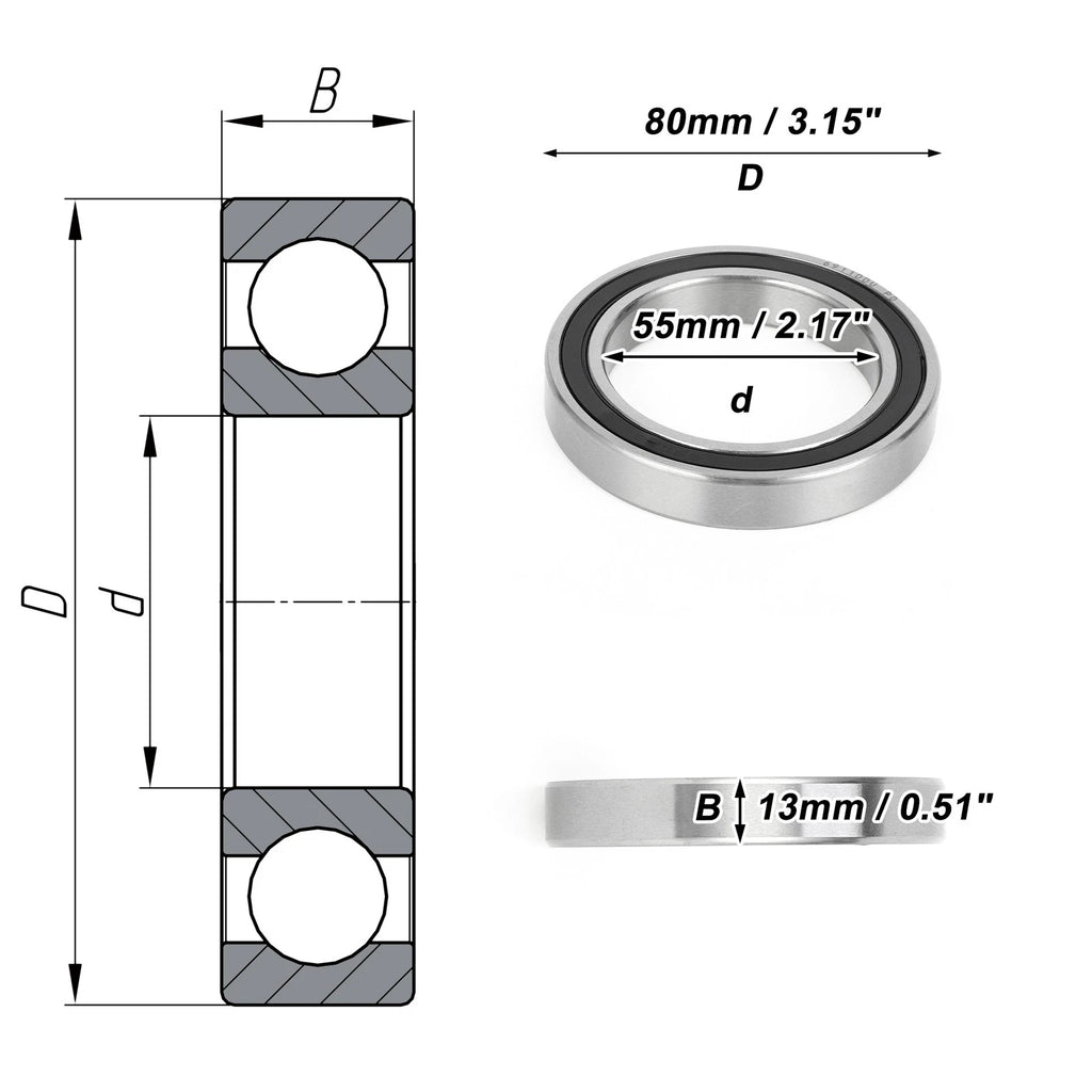 Deep Groove Ball Bearing 55x80x13mm for Scooter Skateboard (P0)