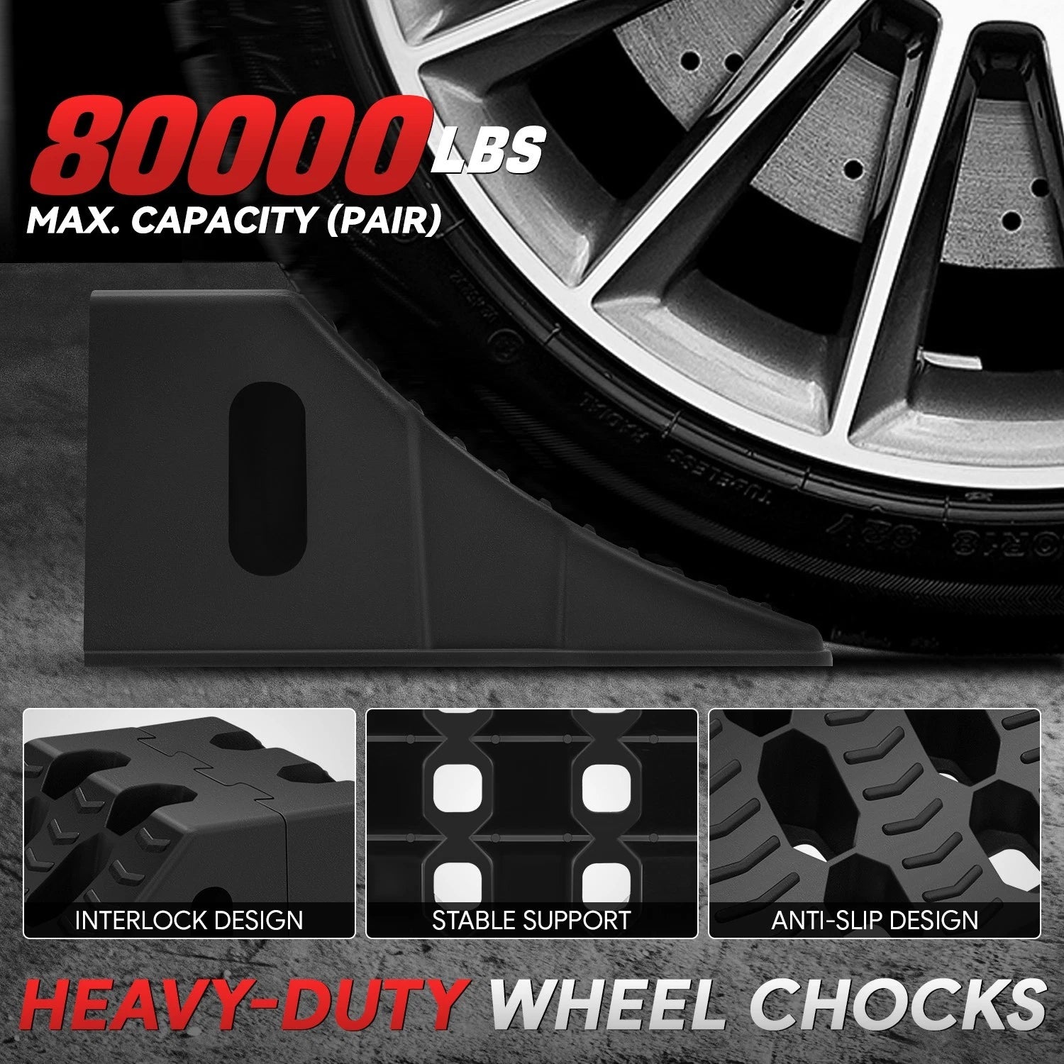 Stackable Wheel Chock for Heavy-Duty Use (80000 lbs Capacity)