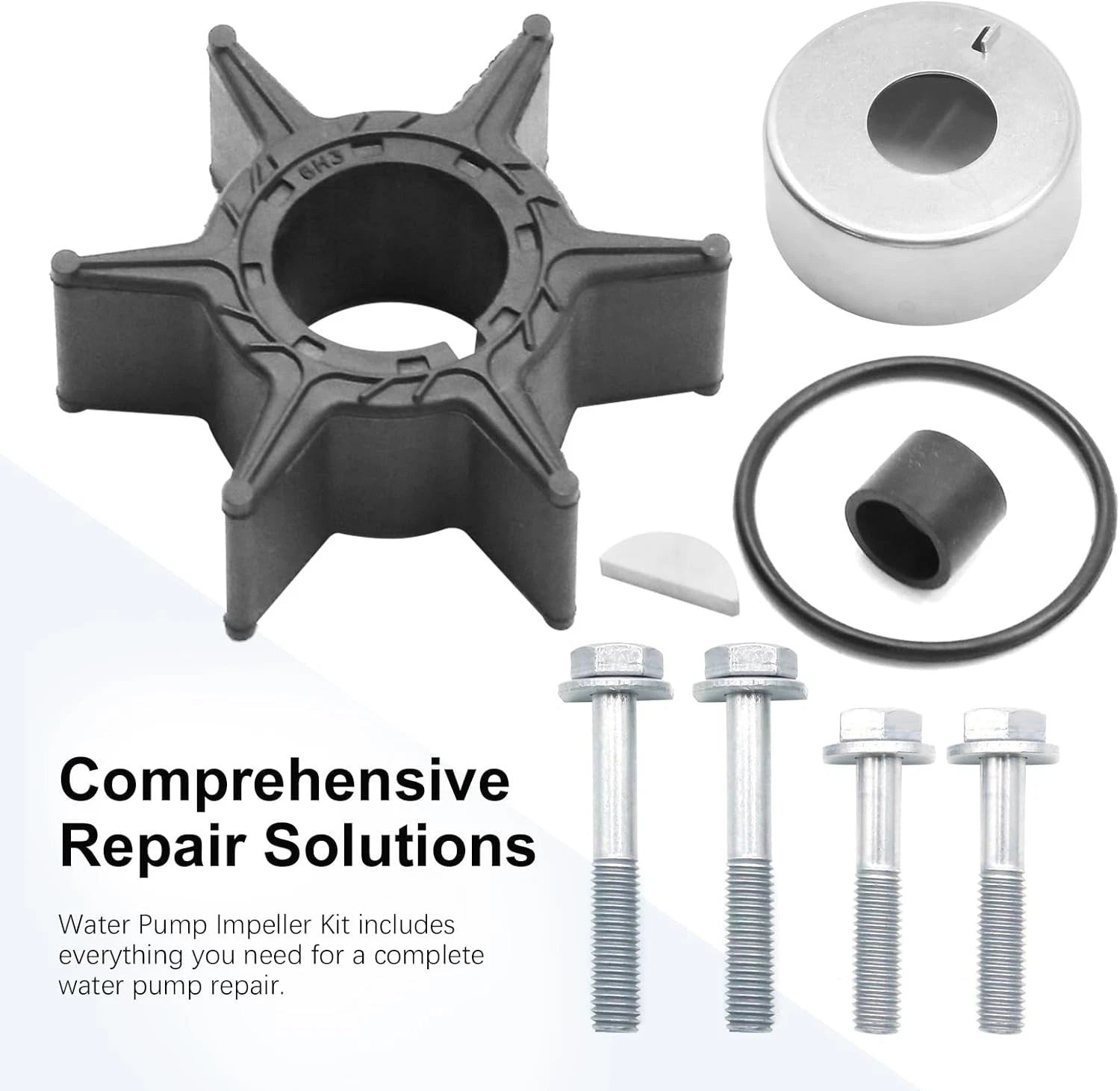 Impeller Repair Kit for Outboard Water Pump (Stainless Steel, Rubber O-rings)