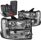 Pair of Chrome/Clear Signal Headlight Lamps for GMC Sierra 1500 (2007–2013)