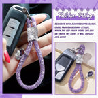 Crystal Bling Car Keychain Ring Strap Accessories Set for Women (2010-2024)