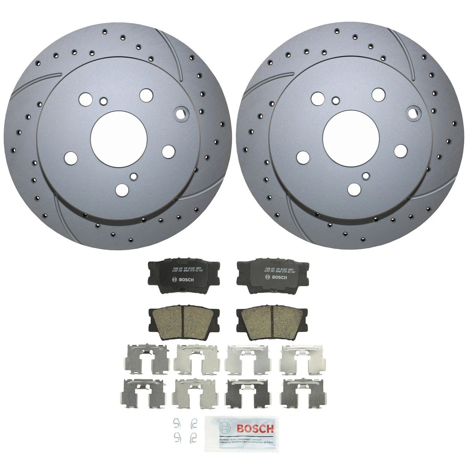 Rear Brake Kit with 281mm Drilled Rotors & Bosch Pads for HS250h RAV4 (2010–2012)