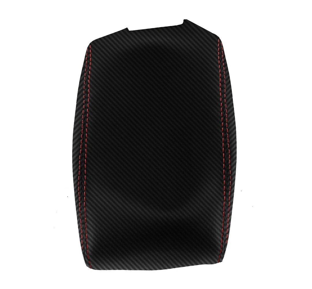 Console Armrest Cover for Jeep Wrangler (2011–2017) Carbon Fiber Red Stitch
