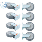 Set of 8 Grey Rubber 5-Inch Casters for Various Applications