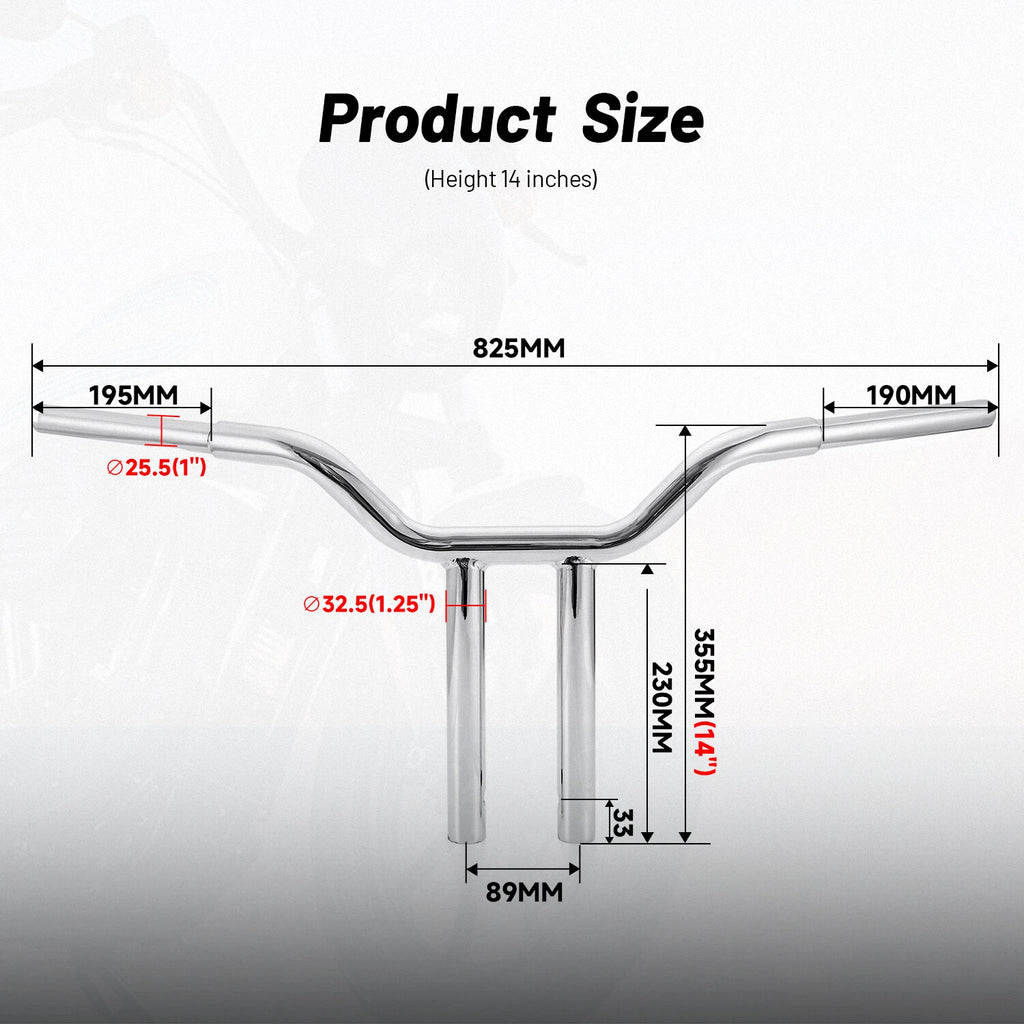 1-1/4in MX-T Bar Handlebar for Harley Road King Sportster Dyna Low Rider (2014)