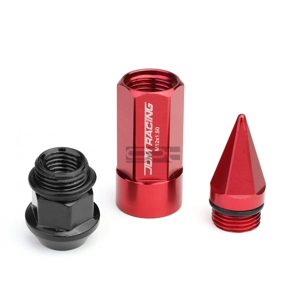 20 Pcs M12X1.5 Red Aluminum Lug Nuts with Caps for JDM Vehicles