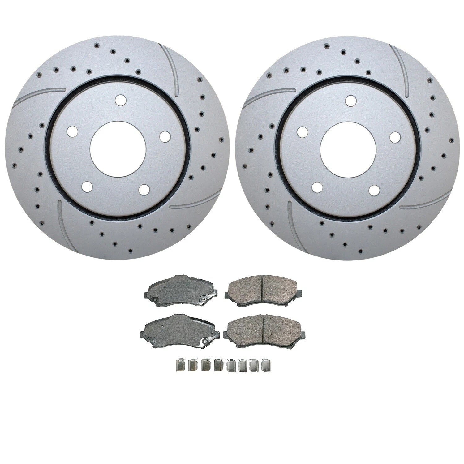 Front Brake Kit 302mm Drilled Rotors & Akebono Ceramic Pads for Chrysler Dodge Ram