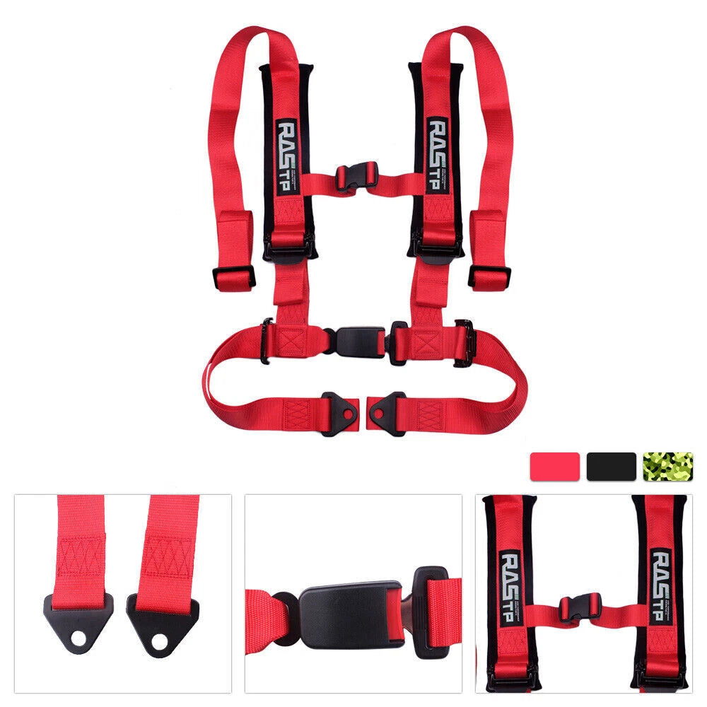 2X Red Racing 4 Point Auto Car Belt Buckle Harness
