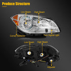 Set of 2 Headlight Assembly for Chevrolet Malibu (2008–2012) Chrome Amber