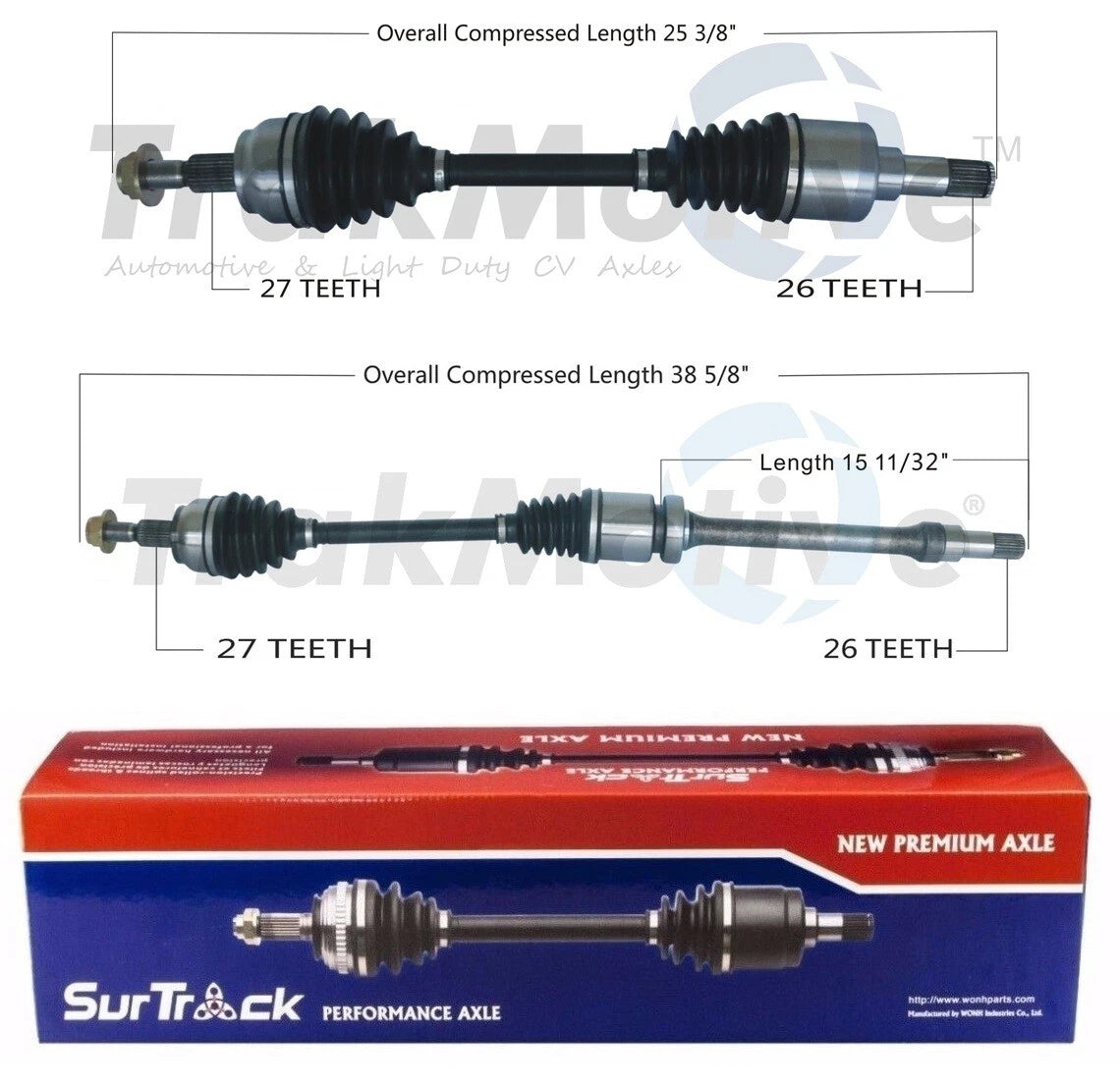 Set of 2 Front CV Axle Shafts for Ford Focus (2012–2018)