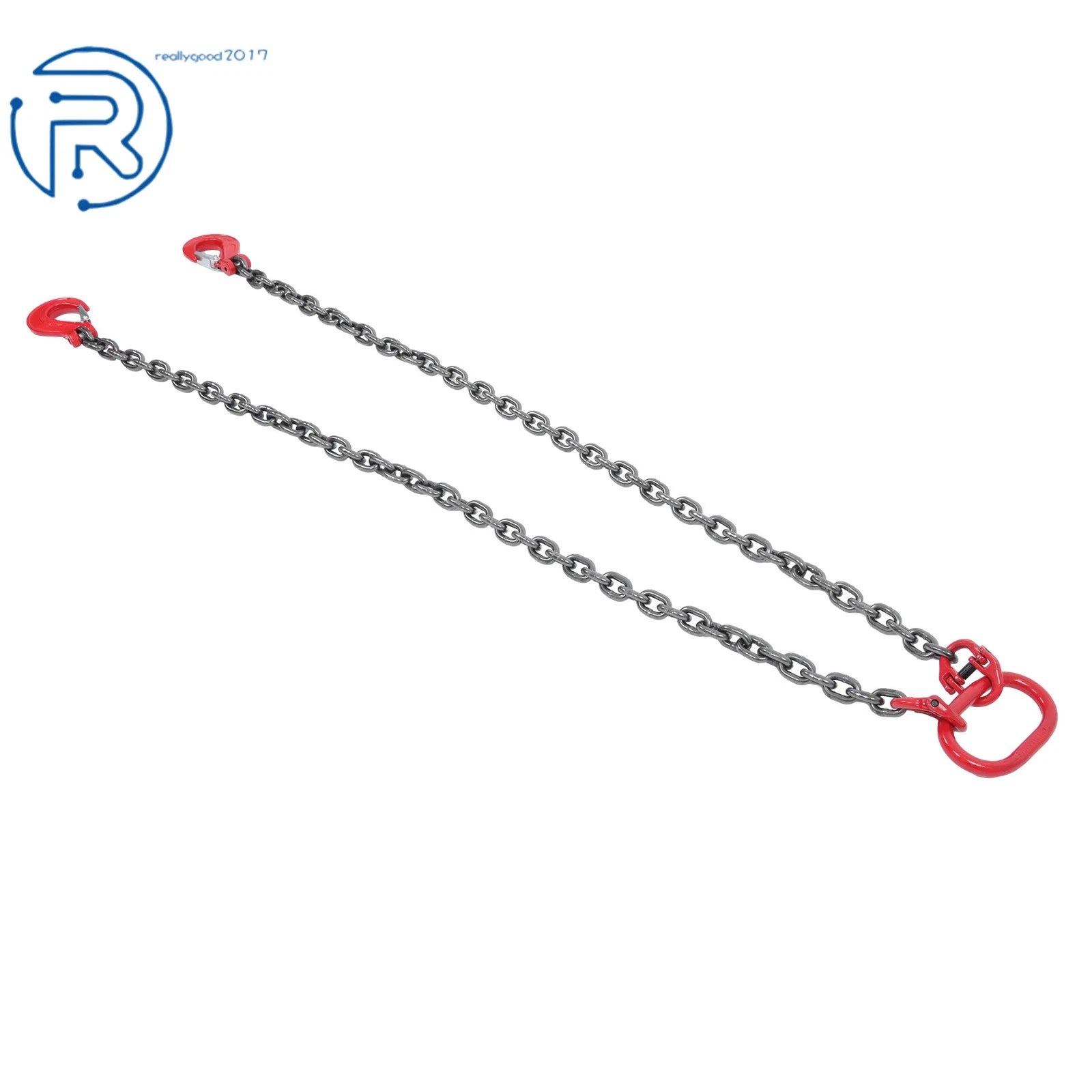 3/8" × 5' Lifting Chain Sling Double Leg w/ Grab Hook G80 4T/8800lb Capacity