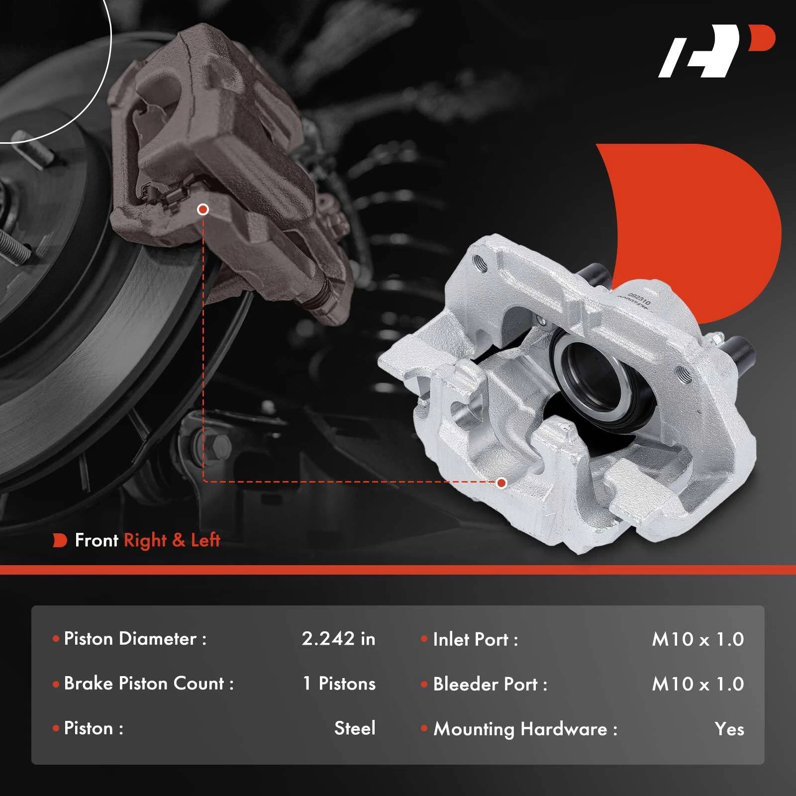 2X Front Side Brake Caliper with Bracket for Honda Accord (2018–2022)