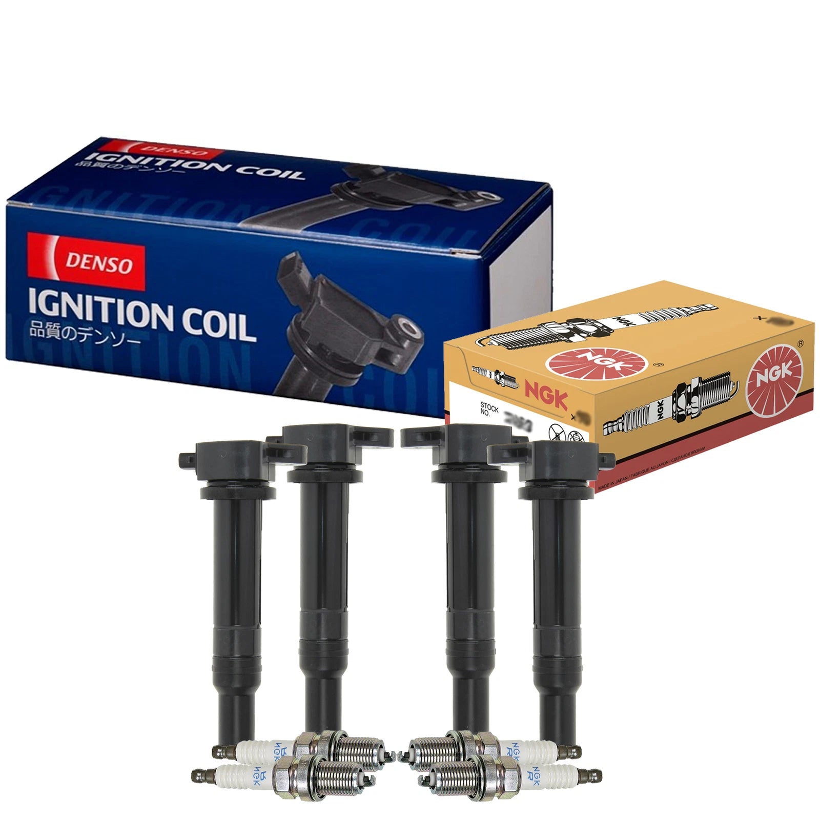 Set of 4 Denso COP Ignition Coils & NGK Spark Plugs for Hyundai Kia L4