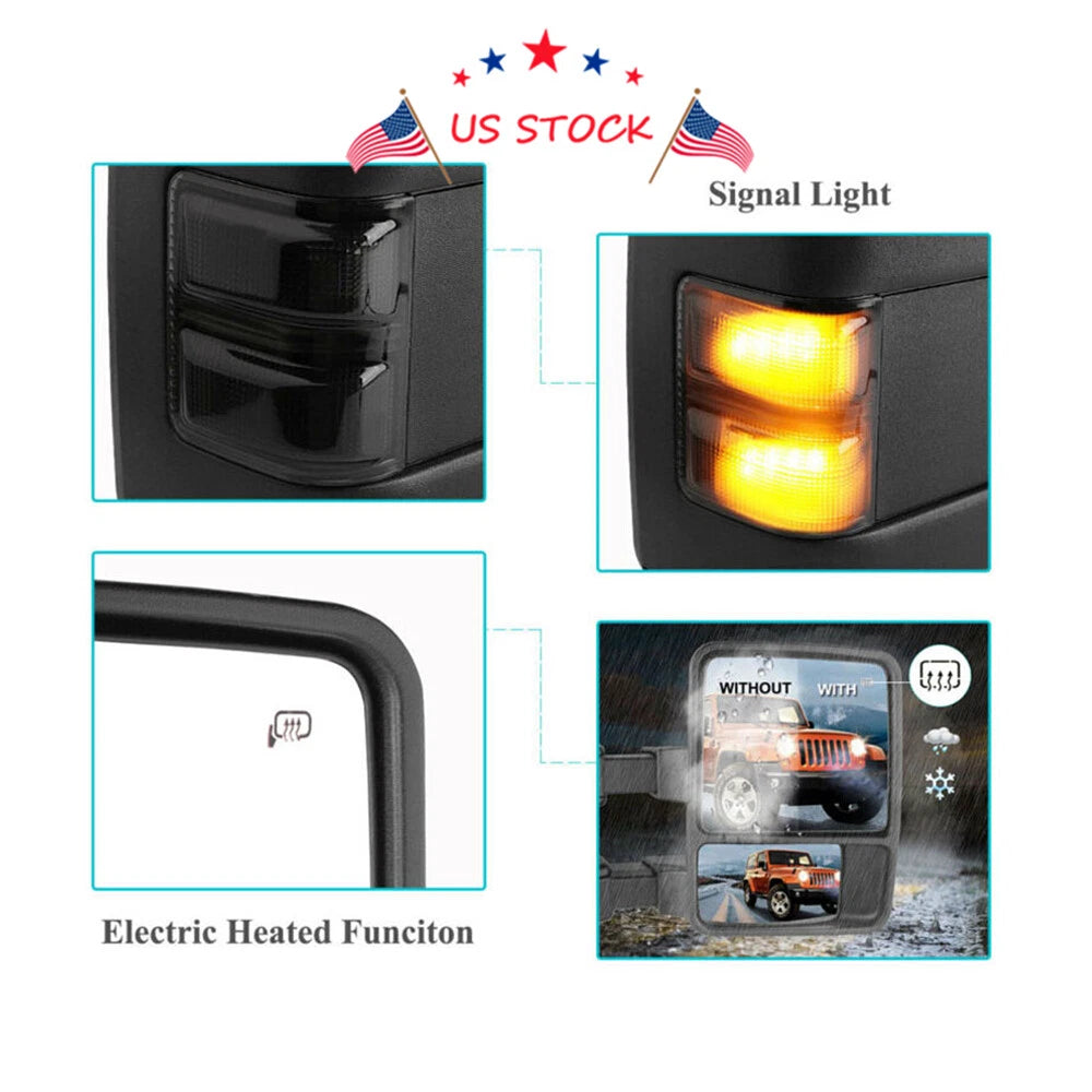 Pair Towing Mirrors with Amber Turn Signal for Ford F250 F350 (2008–2015)