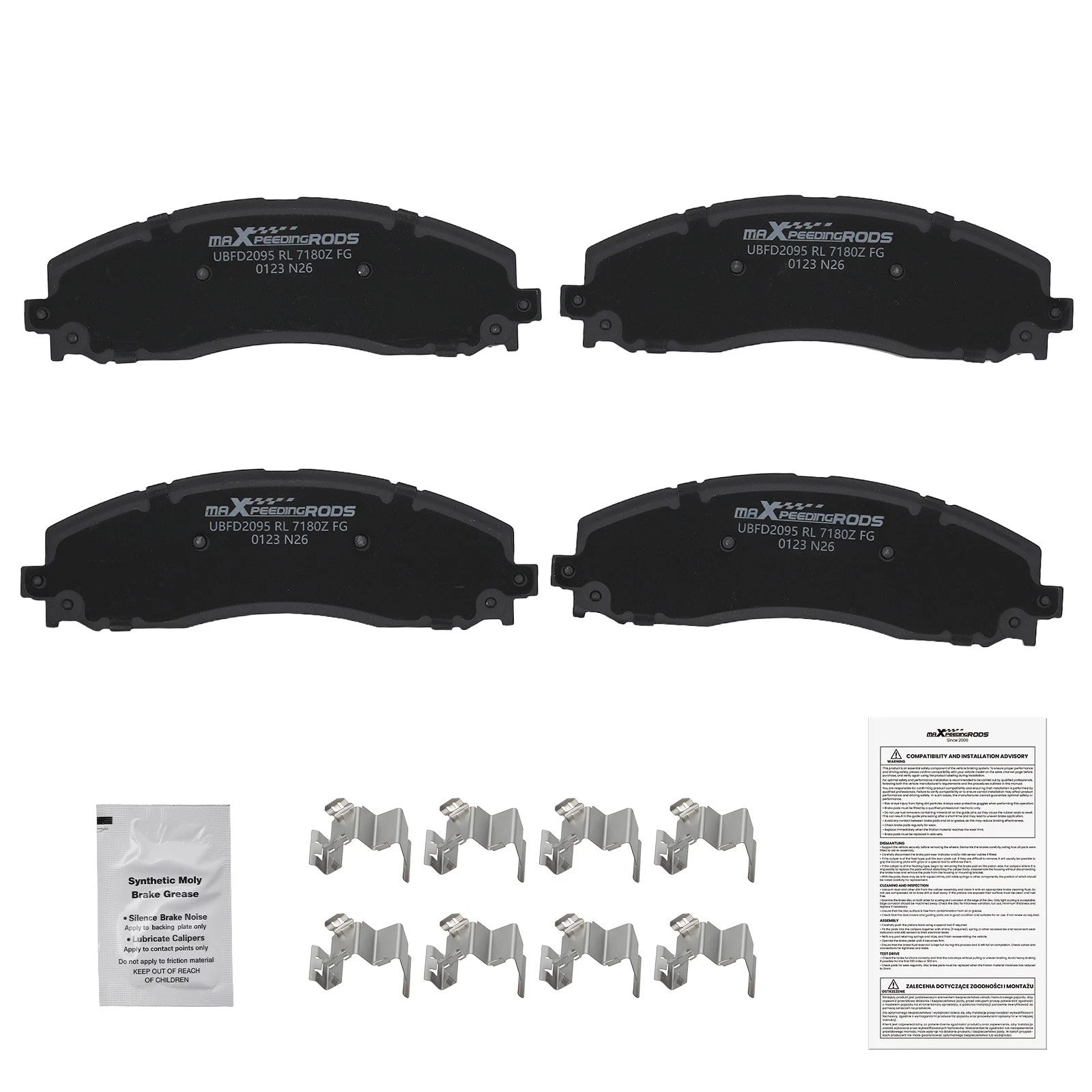 Rear Ceramic Brake Pads Kit for Ford F-250 F-350 Super Duty (2013–2022) D1691