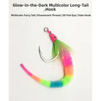 Fishing Hook with Glow in Dark Rainbow Tail for Caterpillar