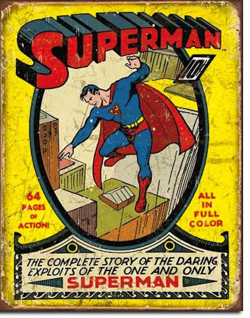 Vintage Replica Tin Metal Sign Superman (1968)
