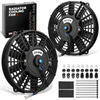 2X 7" 12V Slim Electric Racing Radiator Fan for Universal Applications (–)