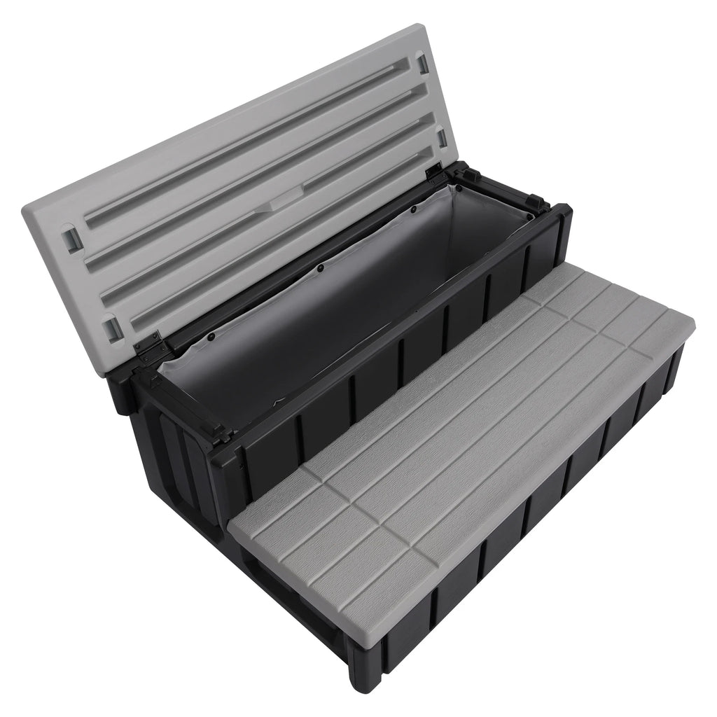 2-Step Hot Tub Spa Steps for Patio (36", Slip-Resistant, Hidden Storage)
