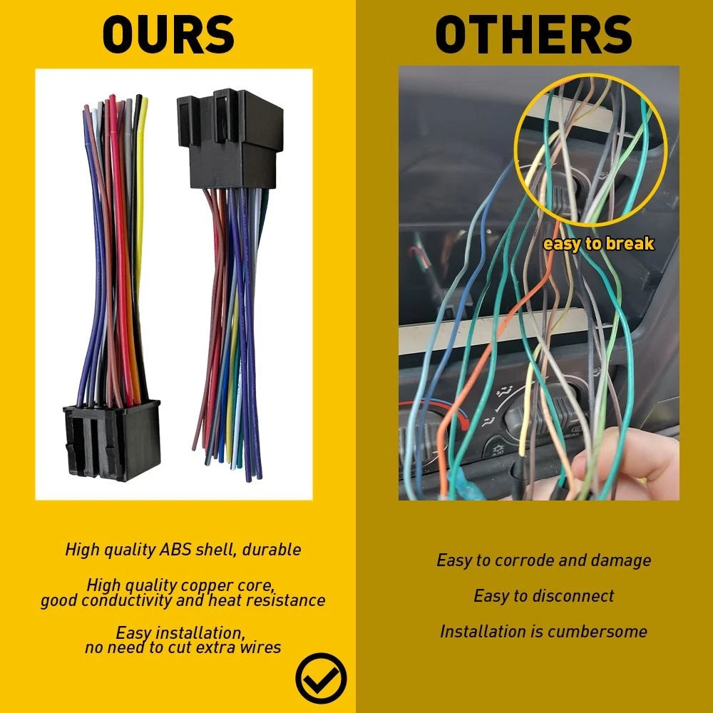 2Pcs ISO Wire Harness 16 Pin for Peterbilt Freightliner Semi Truck