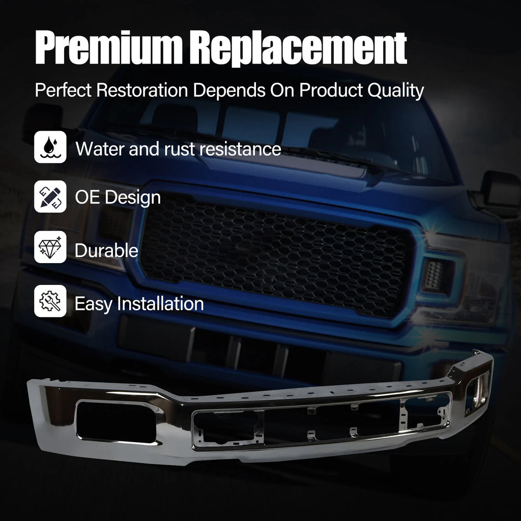 Chrome Steel Front Bumper for Ford F-150 (2018–2020)