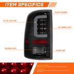 3D LED C-Bar Tail Light for Dodge Ram Pickup (2009–2017) Tinted