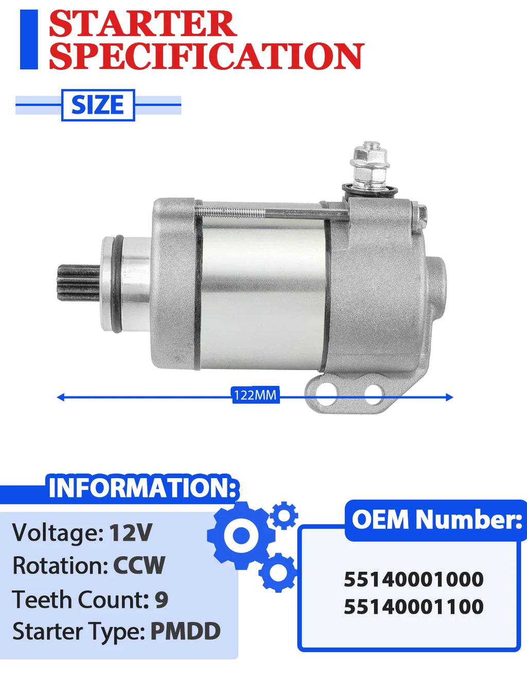 Starter with Solenoid Relay for KTM 250 XCW XC-W (2015–2016)