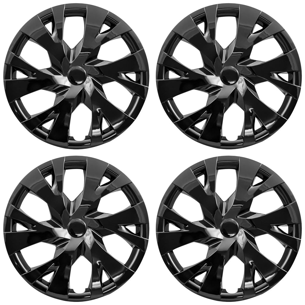 15" 6 "Y" Spoke Spring Steel Clip Gloss Black Wheel Cover Hubcaps