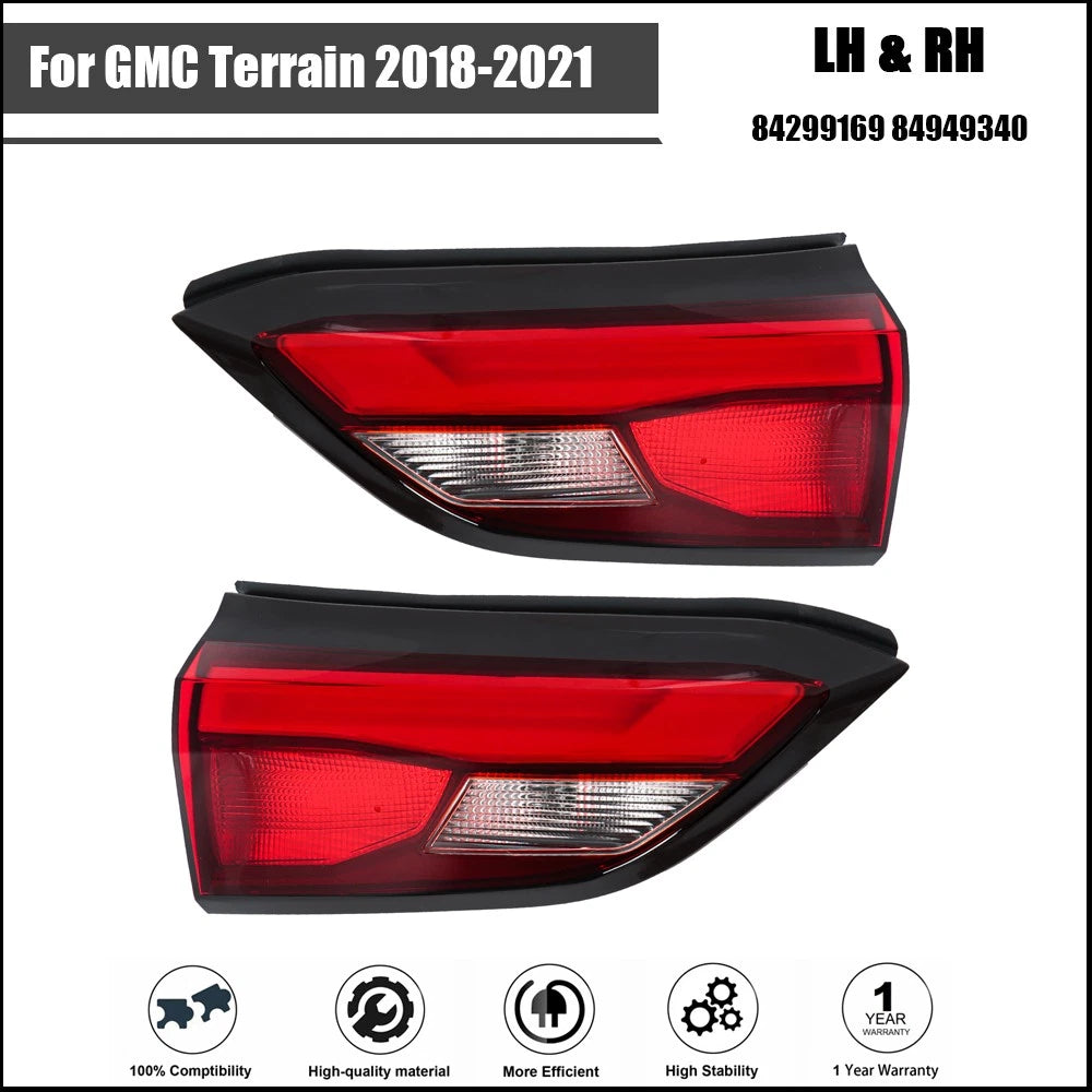 Set of 2 Rear Black Halogen Tail Lights for GMC Terrain (2018–2021)