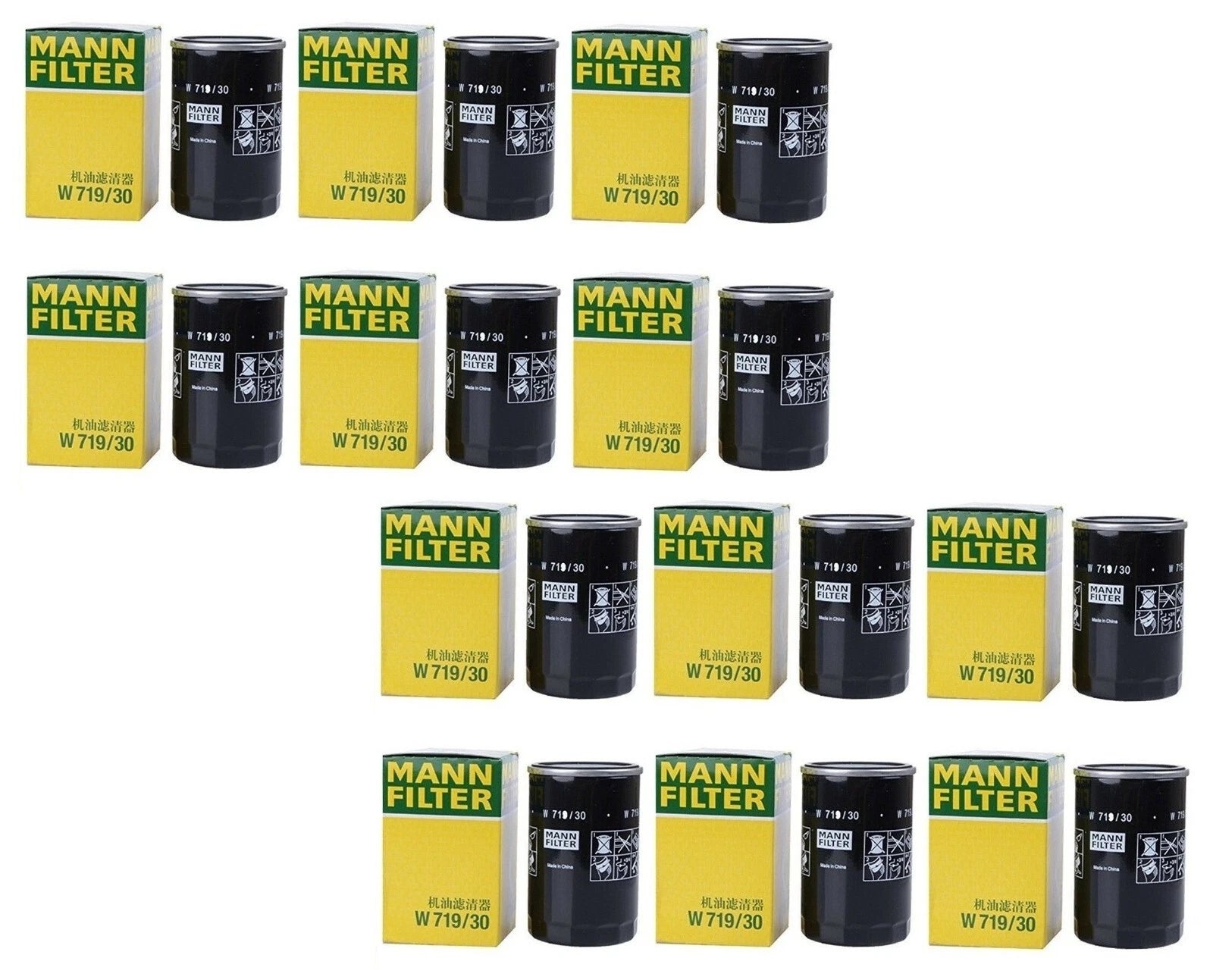 Set of 12 Engine Oil Filters for Audi TT Quattro, VW Cabrio, Golf, Jetta, Passat
