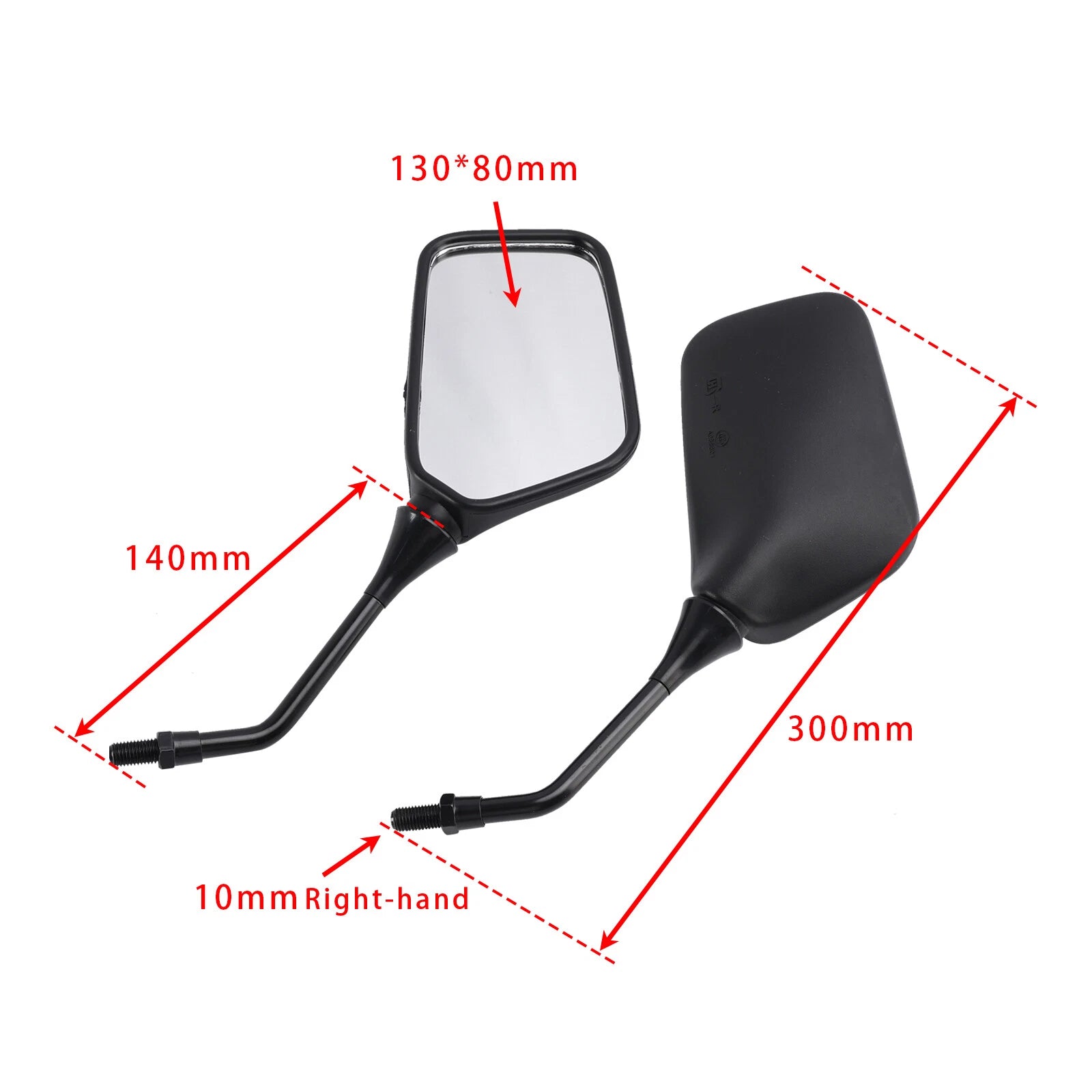 Pair Black Rearview Mirrors for Kawasaki KLR250 KLR600 KLR650 (1987–2007)
