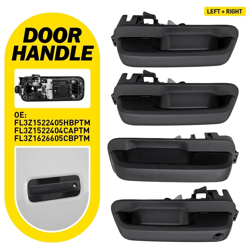 Set of 2 Black Outside Door Handles for Ford F-150 XLT (2015–2020) EPY