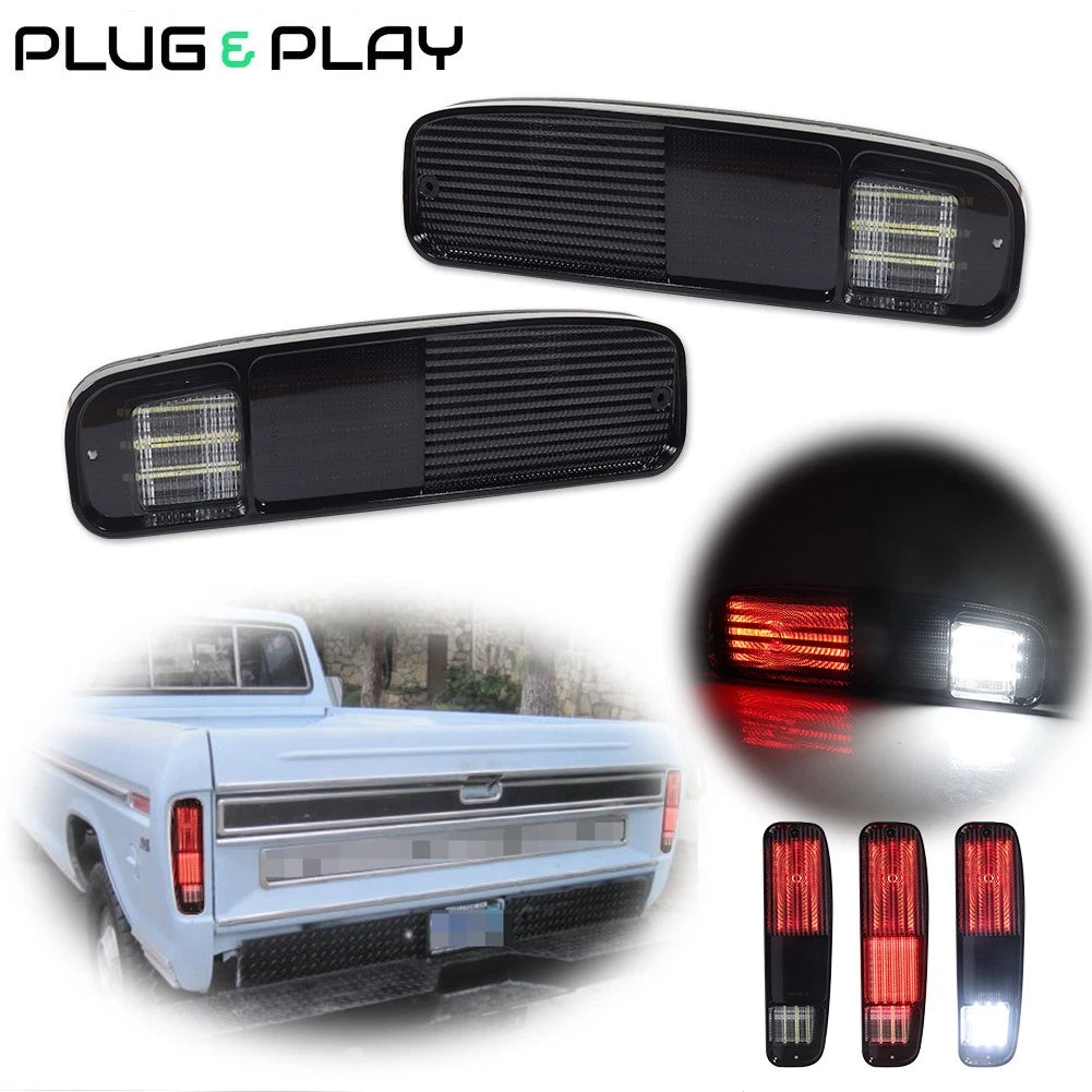 Smoke LED Taillights for Ford F150 F250 F350 Bronco (1974–1991)