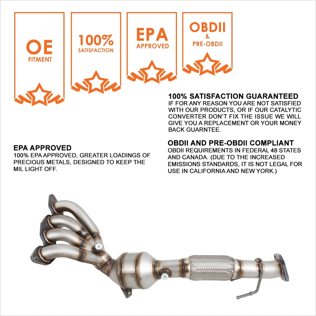 Front Catalytic Converter for Ford Focus 2.0L (2012–2018)