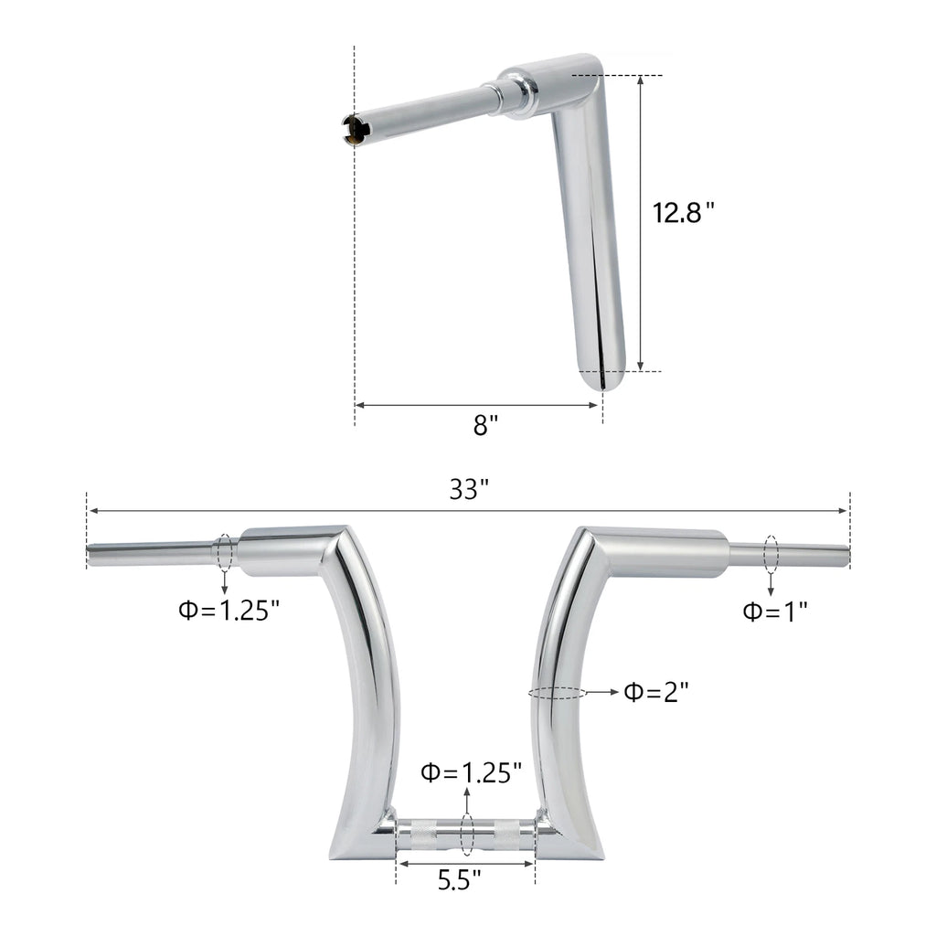 Chrome 14" Rise 2" Ape Hanger Handlebar for Harley Softail FLST