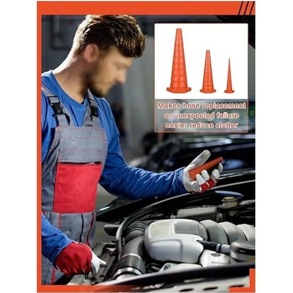 Set of 4 Rubber Hose Caps for Hydraulic Oil Pipes Leak Protection