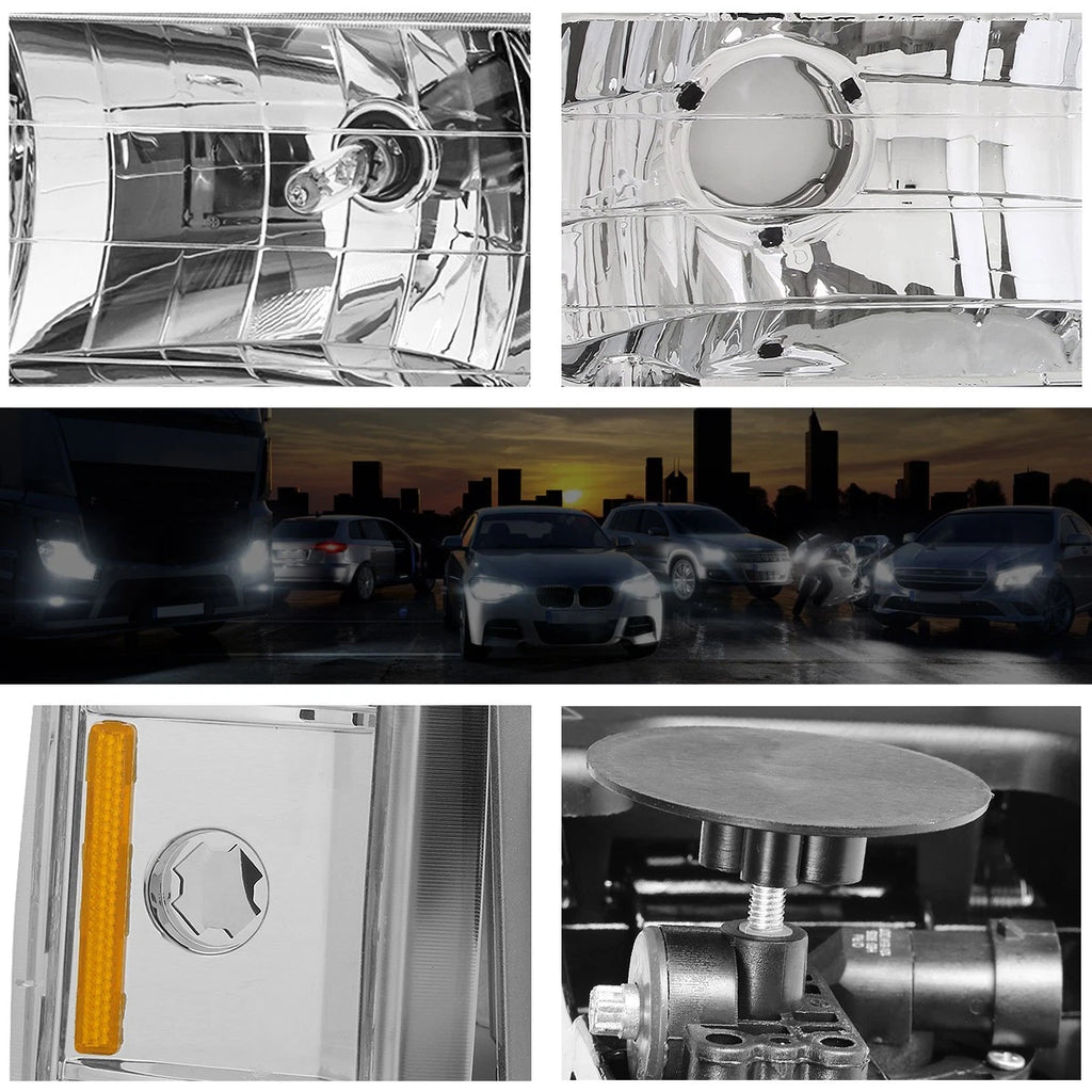 Bumper Headlight Chrome Housing Amber Corner for GMC C/K Suburban (1994–2000)