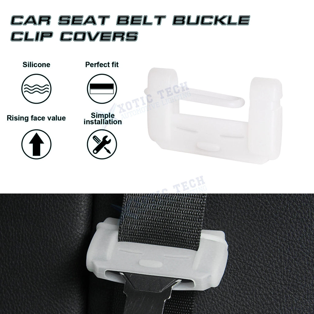 2X White Soft Silicone Luminous Seat Belt Buckle Cover for Universal (-)