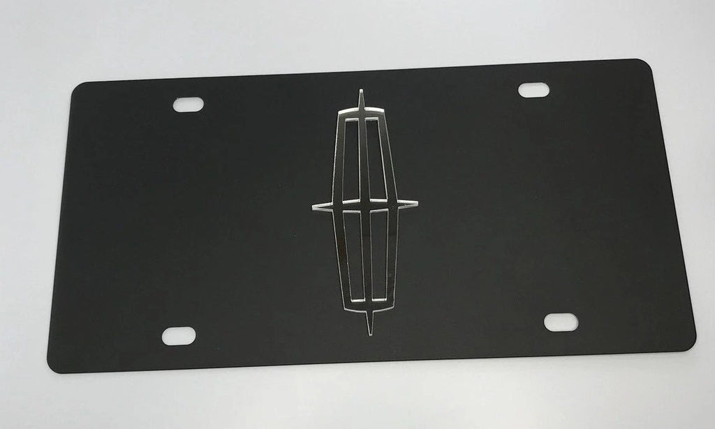 License Plate Emblem Mirrored Black Steel for Lincoln Town Car (1986–2011)