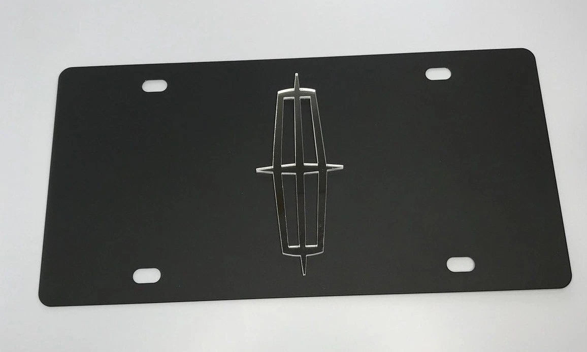 License Plate Emblem Mirrored Black Steel for Lincoln Town Car (1986–2011)