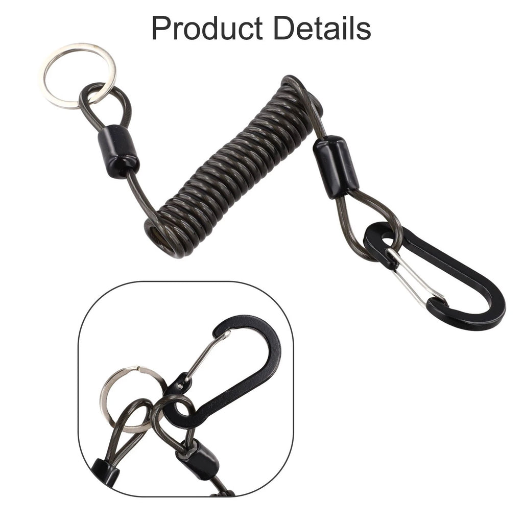 Elastic Fishing Lanyard with Spiral Spring Clamp for Fishing Tool Support