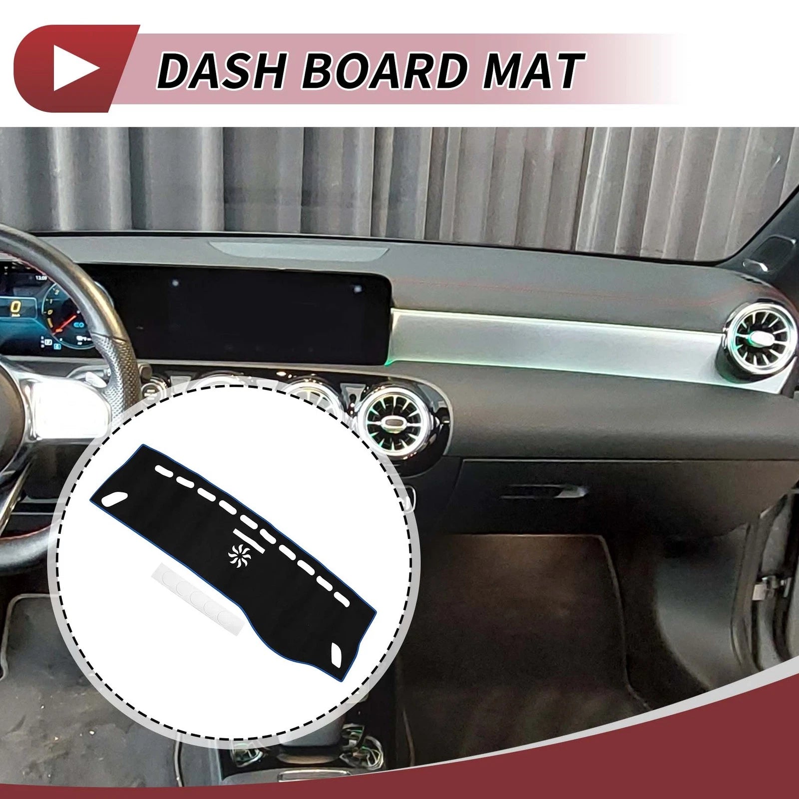 Dashboard Cover Mat for Mercedes CLA (2013–2019) Sun Protector Black Blue