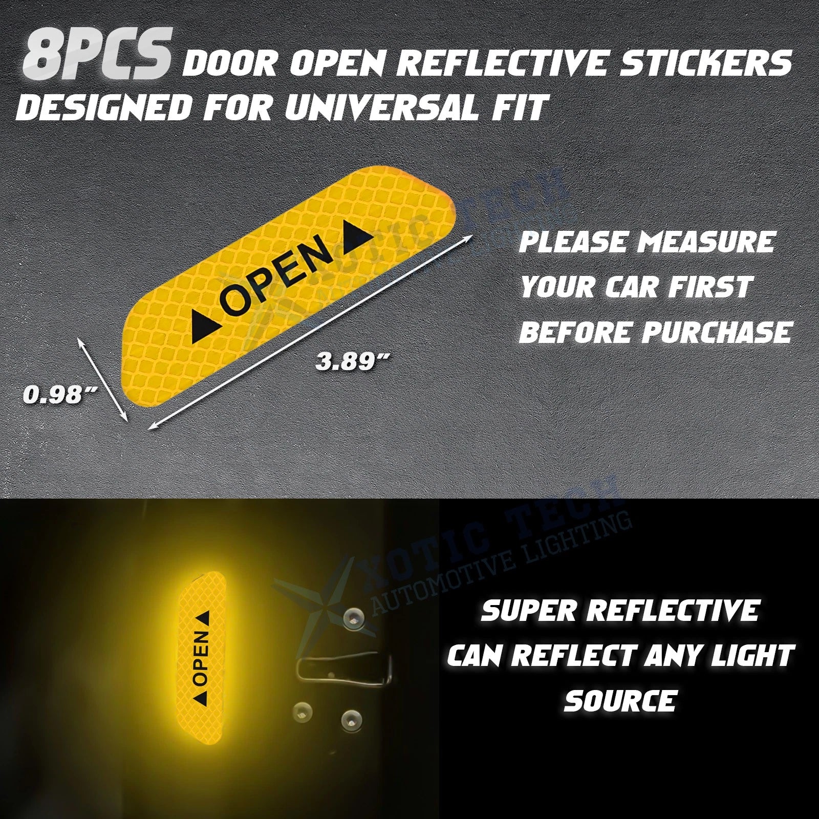 Door Open Warning Reflective Stickers for Automotive Accessories (2015-2025)