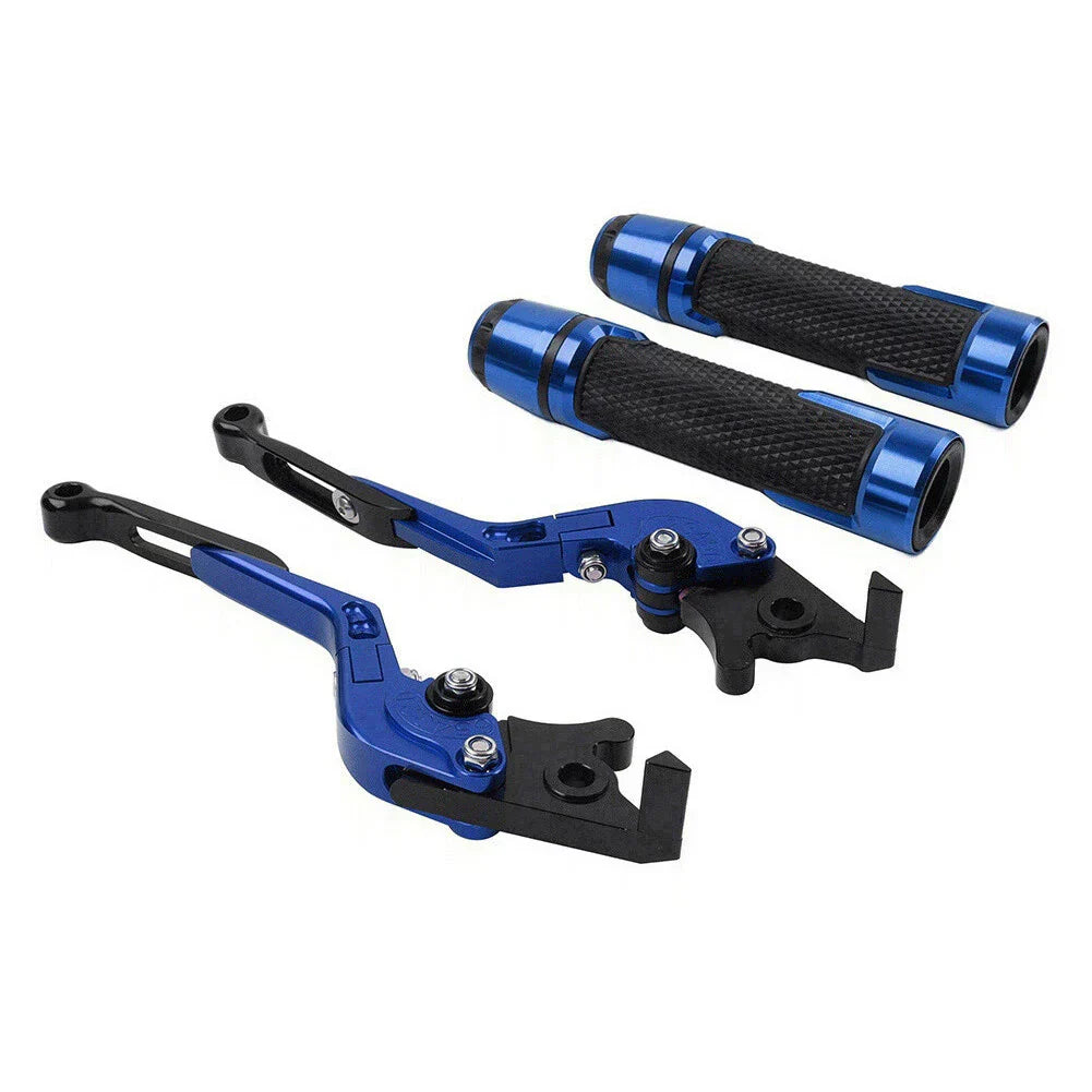Blue Extendable Brake Clutch Lever Grip Set for Yamaha YZF R1 R6