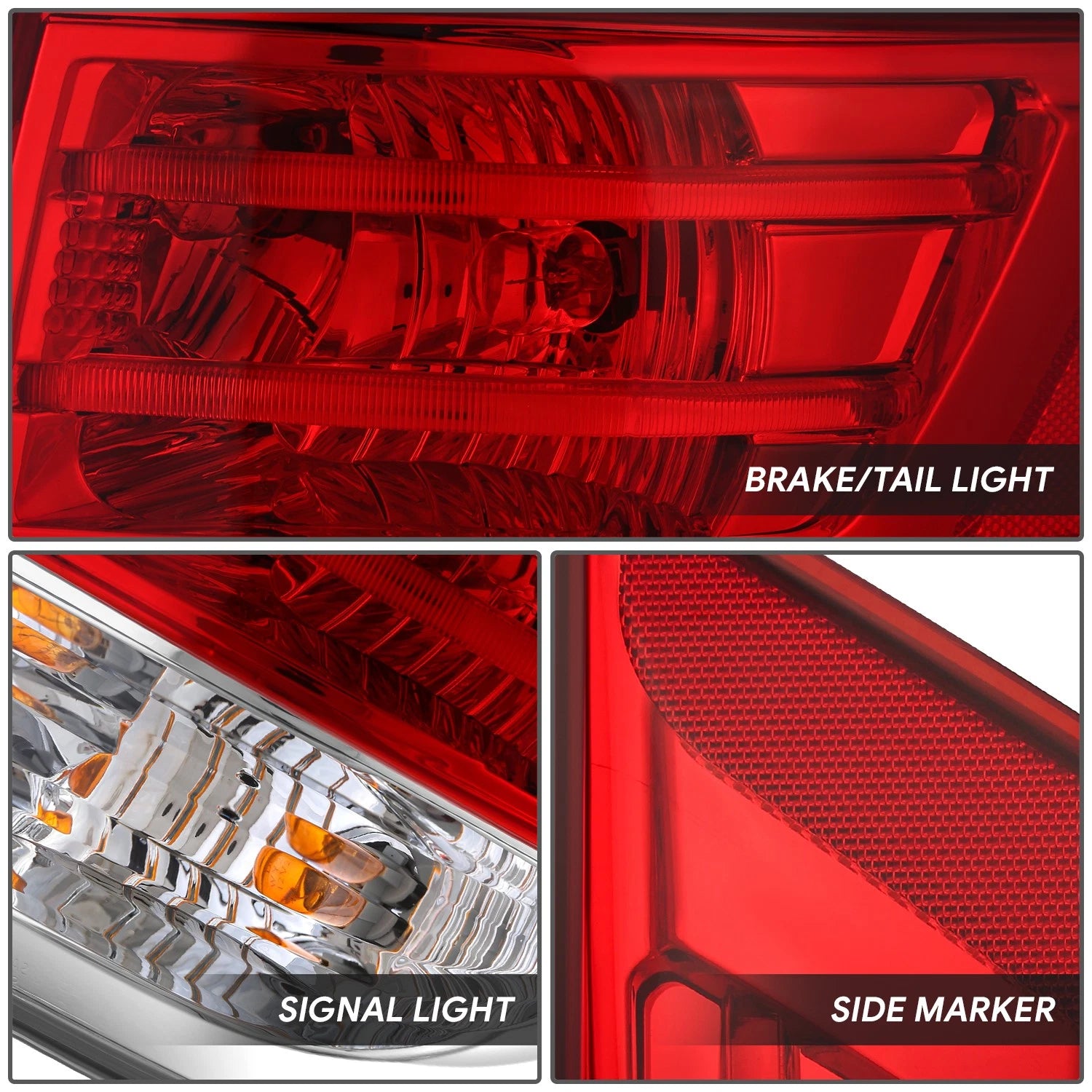 Chrome Red Passenger Right Outer Taillight Assembly for Honda Odyssey (2014–2017)
