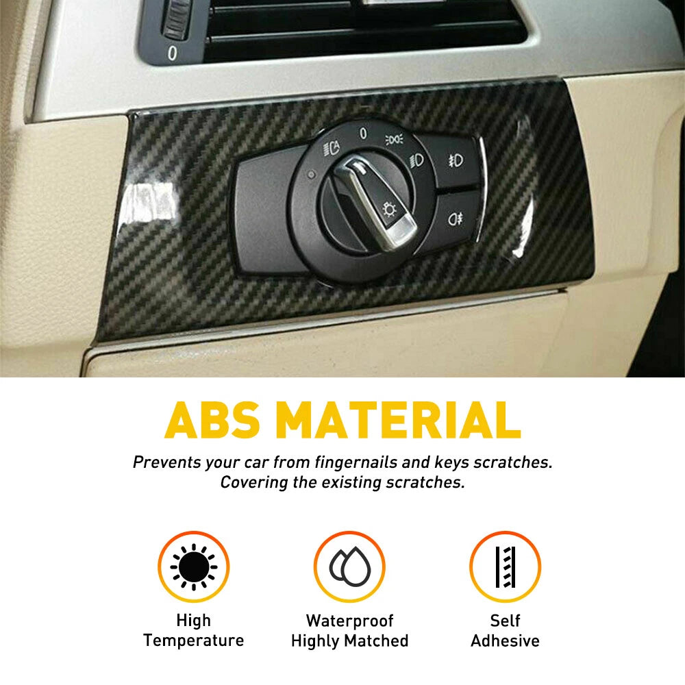 Carbon Fiber Headlight Switch Frame Trim for BMW 3 Series E90 E92 E93 (2005–2012)