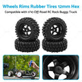 Wheels Rims Rubber Tires 12mm Hex for 1/10 Off-Road RC Rock Buggy Truck