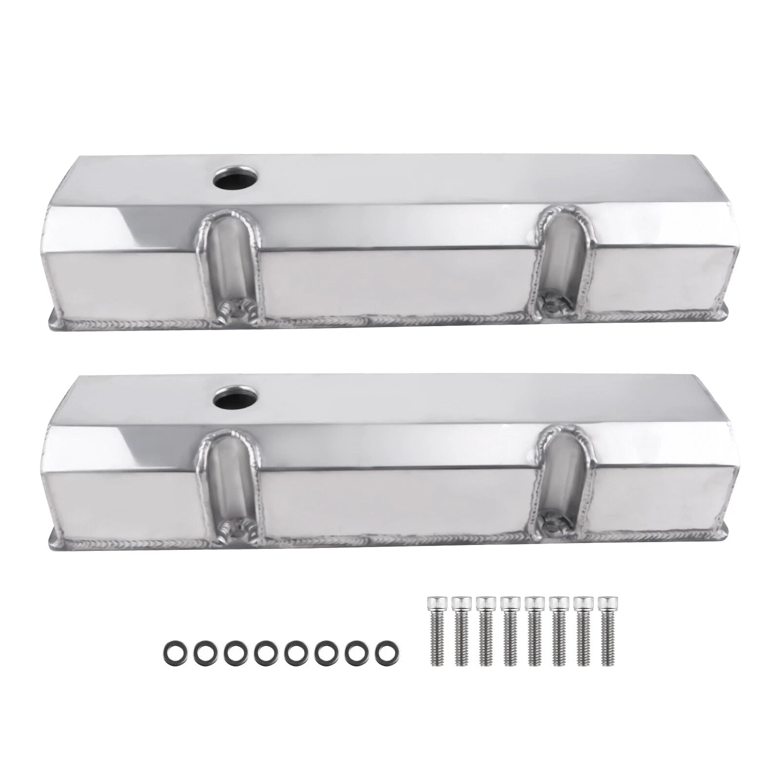 2X Fabricated Aluminum Tall Valve Covers for Small Block Chevy (1960–1990)