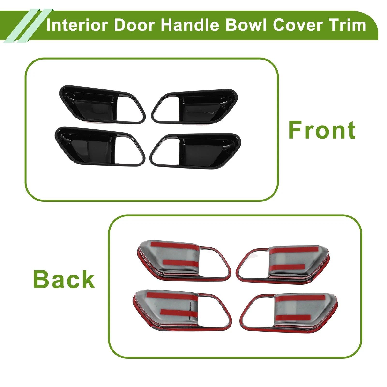 Set of 4 Interior Door Handle Bowl Cover Trim for Nissan Kicks (2025) Black ABS