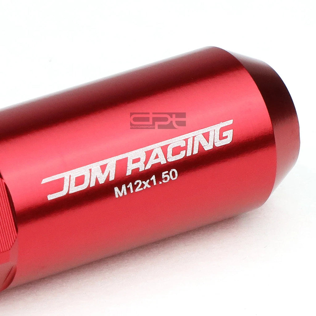 20 PCS M12X1.5 90MM Tall Red Aluminum Spiked Cap Lug Nuts + Adapter